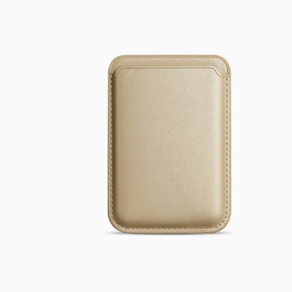 Strong Magnetic MagSafe PU Leather Wallet Card Holder for iPhone Champagne Gold